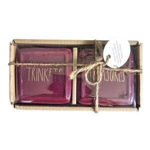 Set of 2 Rae Dunn Magenta Jewelry Boxes Trinkets Treasures